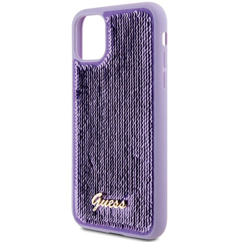 Guess Sequin Script Metal - Etui iPhone 11 (fioletowy)