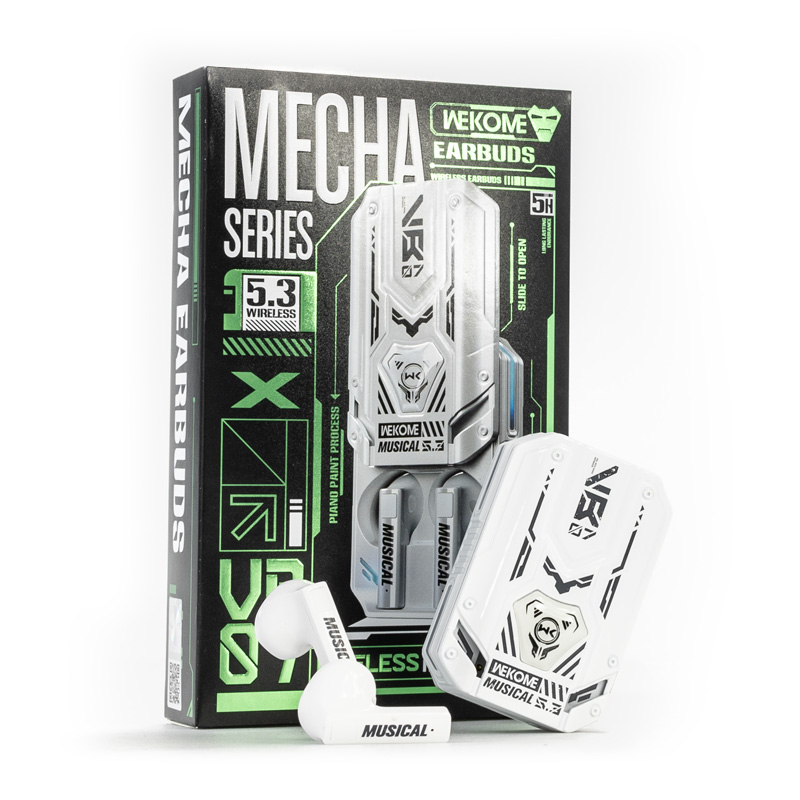 WEKOME VB07 Mecha Series - Bezprzewodowe słuchawki Bluetooth V5.3 TWS z etui ładującym (Biały)