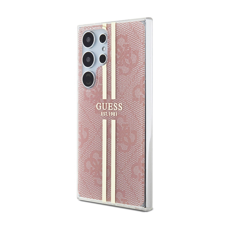 Guess IML 4G Gold Stripe - Etui Samsung Galaxy S24 Ultra (różowy)
