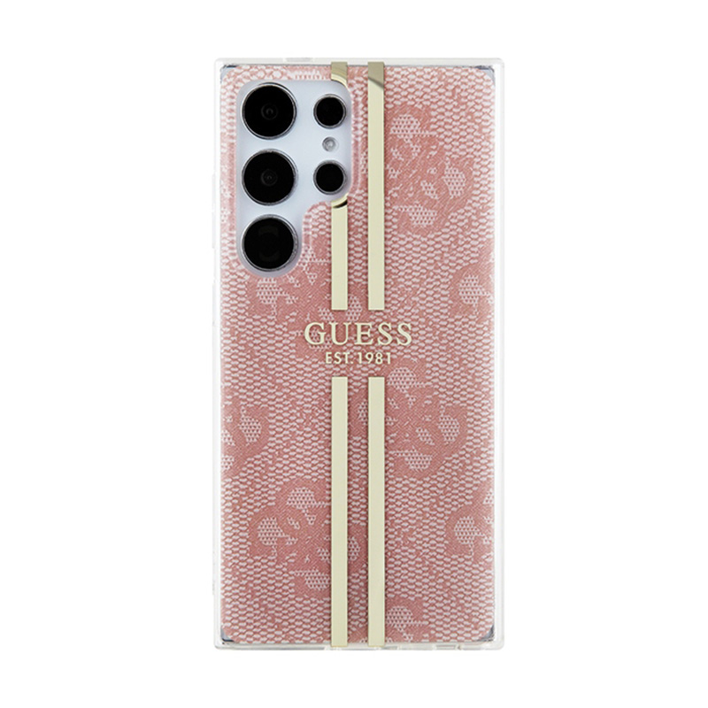 Guess IML 4G Gold Stripe - Etui Samsung Galaxy S24 Ultra (różowy)