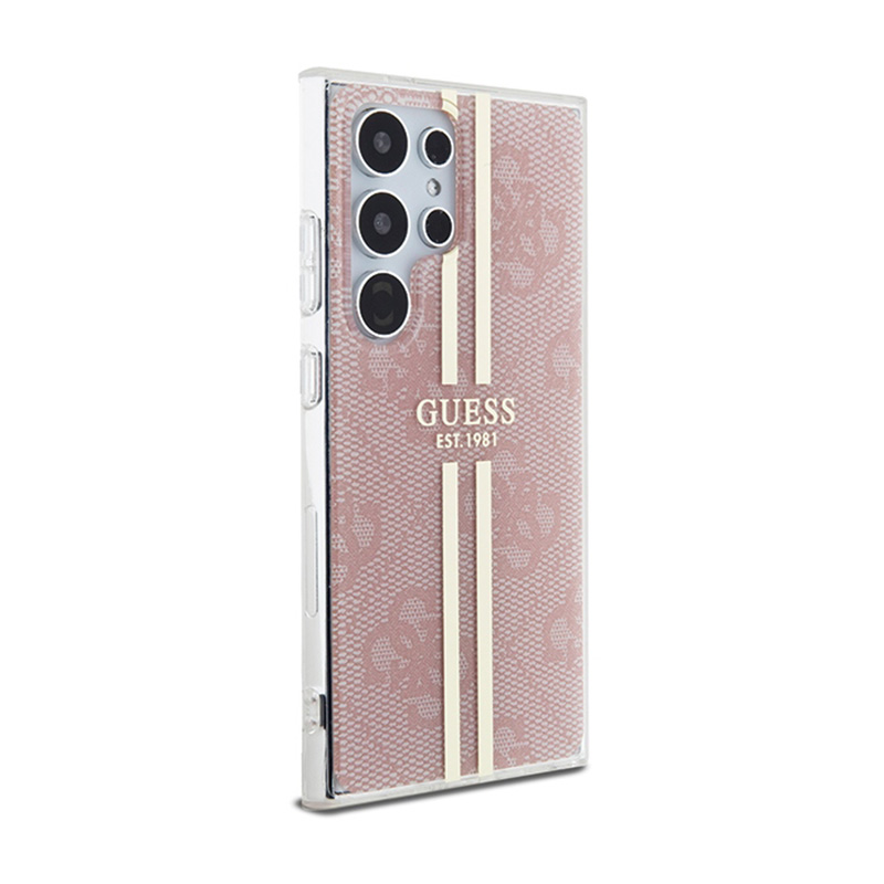 Guess IML 4G Gold Stripe - Etui Samsung Galaxy S24 Ultra (różowy)