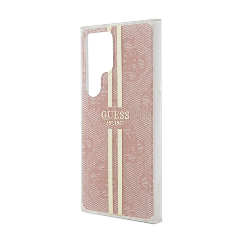 Guess IML 4G Gold Stripe - Etui Samsung Galaxy S24 Ultra (różowy)