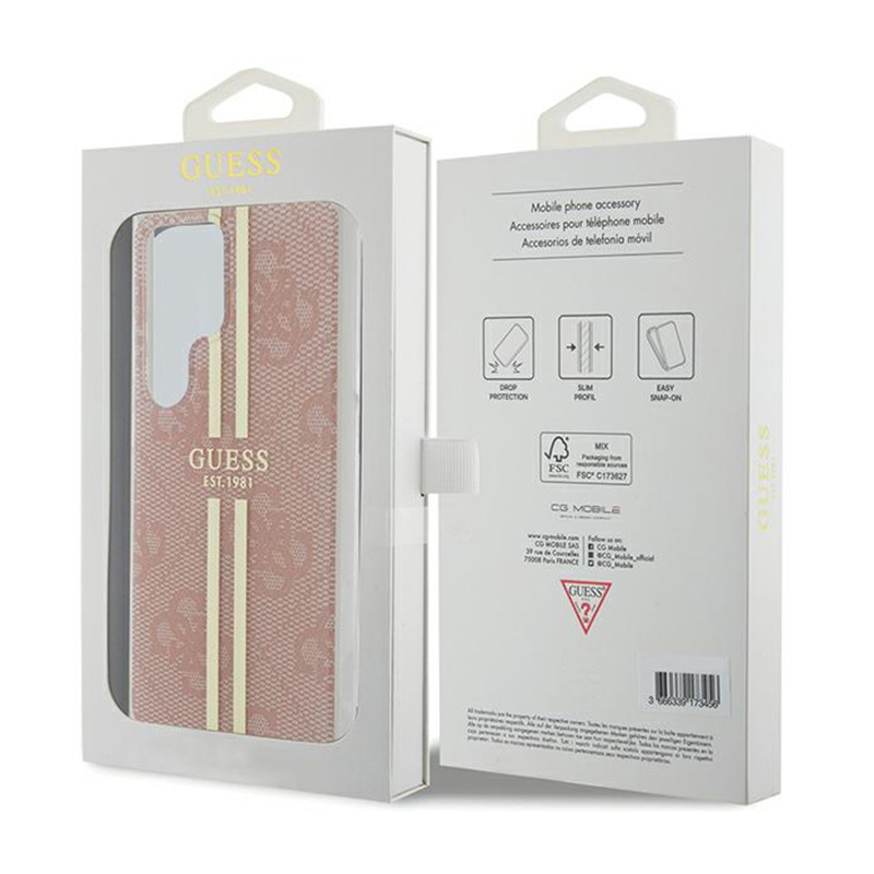 Guess IML 4G Gold Stripe - Etui Samsung Galaxy S24 Ultra (różowy)