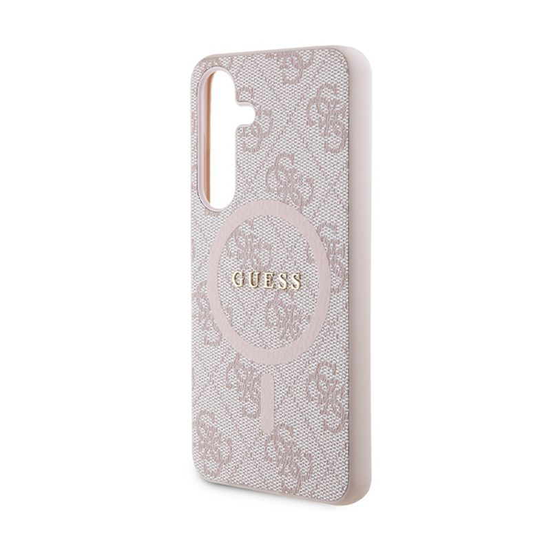 Guess 4G Collection Leather Metal Logo MagSafe - Etui Samsung Galaxy S24 (różowy)