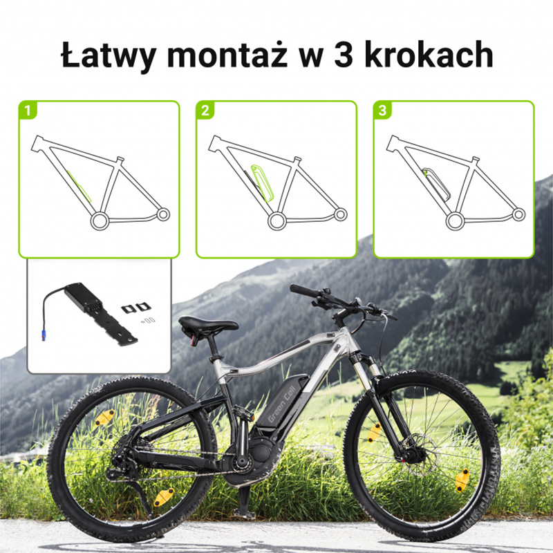 Green Cell - Bateria do roweru elektrycznego E-Bike z ładowarką 48V 18Ah 864Wh Li-Ion XLR 3 PIN