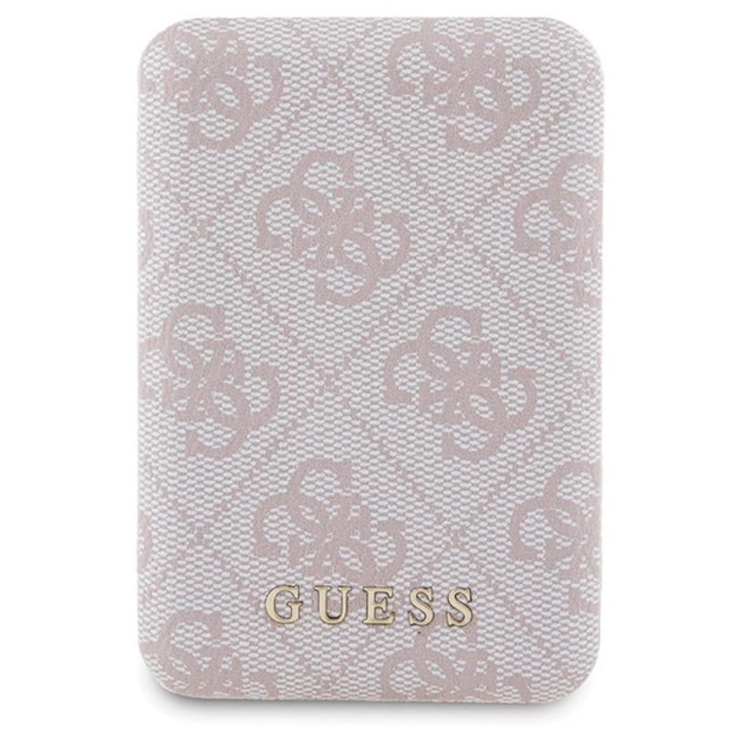 Guess Bundle Pack MagSafe 4G Metal Gold Logo - Zestaw etui + Power Bank 5000mAh MagSafe iPhone 15 (różowy)