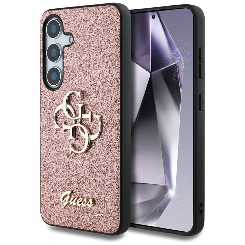 Guess Fixed Glitter Big 4G Metal Logo - Etui do Samsung Galaxy S25+ (różowy)