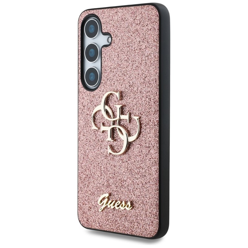 Guess Fixed Glitter Big 4G Metal Logo - Etui do Samsung Galaxy S25+ (różowy)