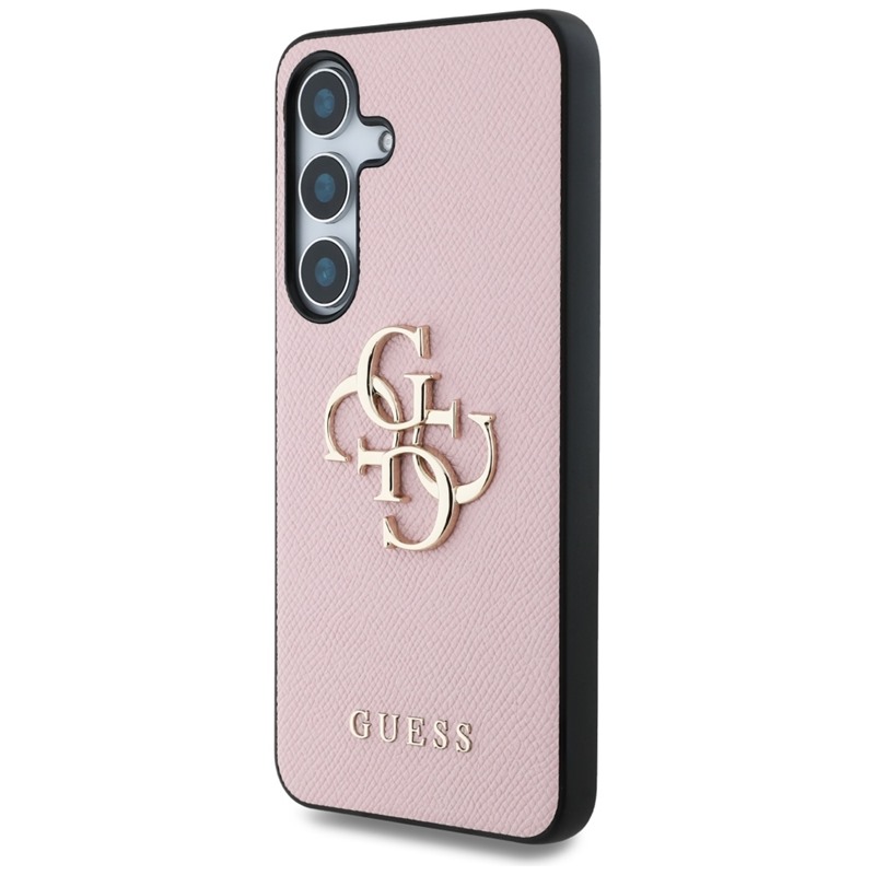 Guess Grained Big 4G Logo Small Classic Logo - Etui do Samsung Galaxy S25 (różowy)