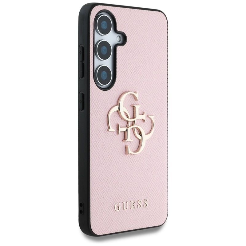 Guess Grained Big 4G Logo Small Classic Logo - Etui do Samsung Galaxy S25 (różowy)