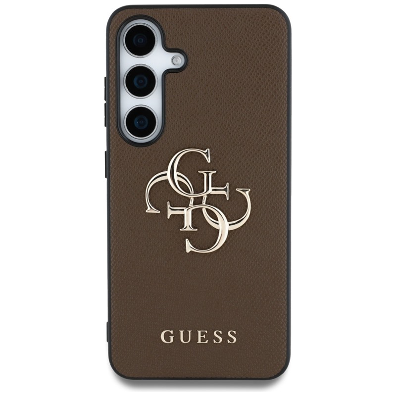 Guess Grained Big 4G Logo Small Classic Logo - Etui do Samsung Galaxy S25 (brązowy)