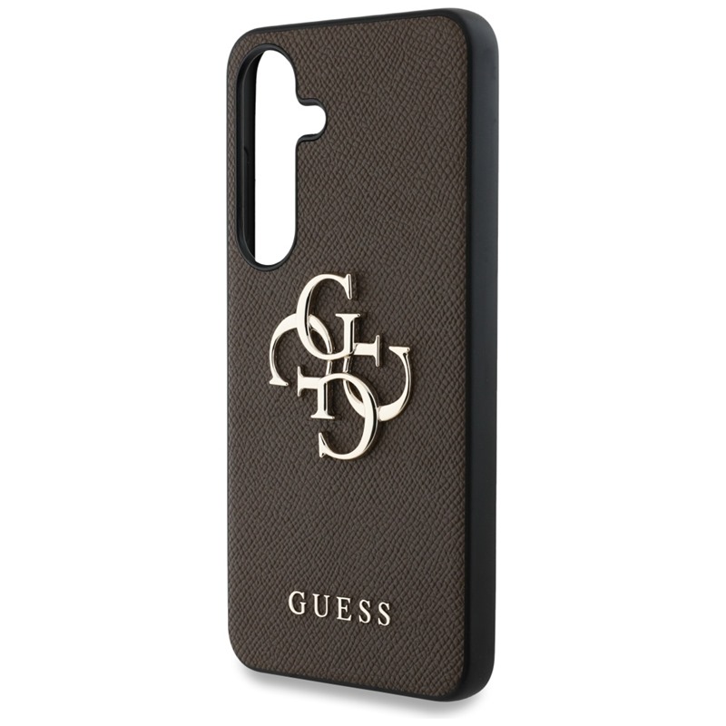 Guess Grained Big 4G Logo Small Classic Logo - Etui do Samsung Galaxy S25 (brązowy)