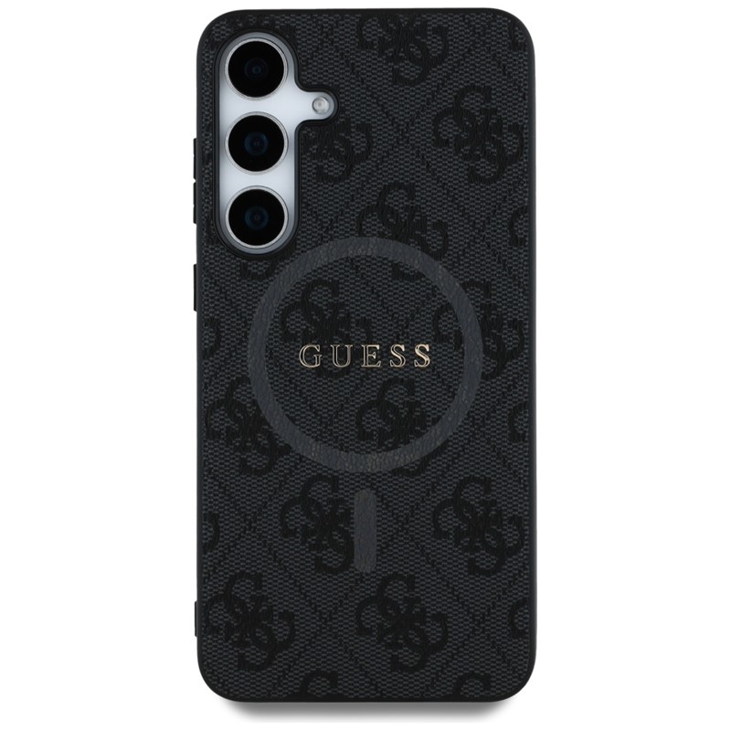 Guess Leather 4G Colored Ring Classic Logo MagSafe - Etui do Samsung Galaxy S25+ (czarny)
