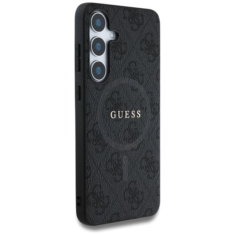 Guess Leather 4G Colored Ring Classic Logo MagSafe - Etui do Samsung Galaxy S25+ (czarny)