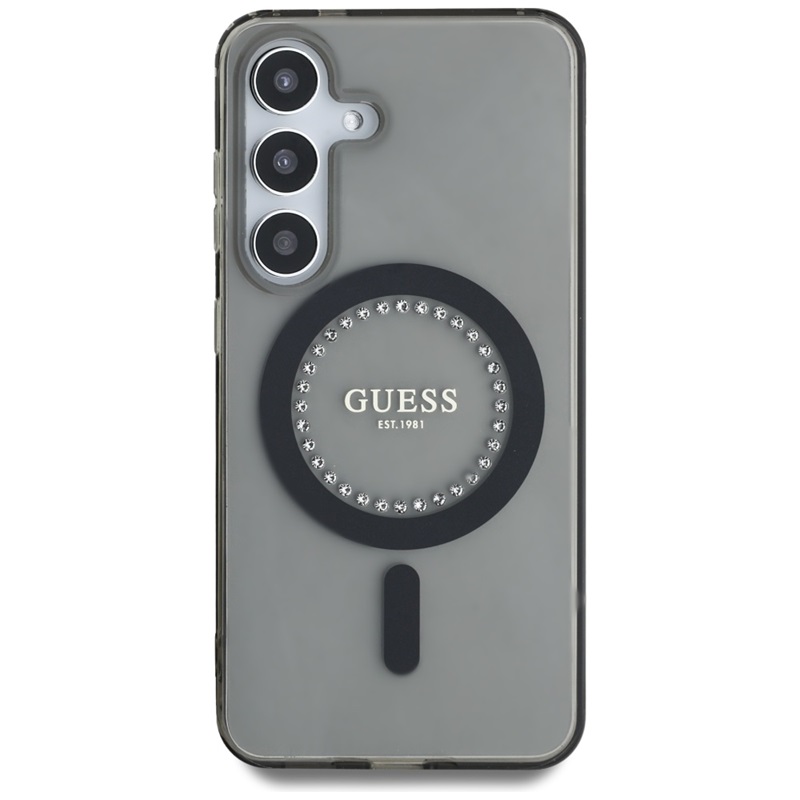 Guess Rhinestones Printed Classic Logo MagSafe - Etui do Samsung Galaxy S25 (czarny)