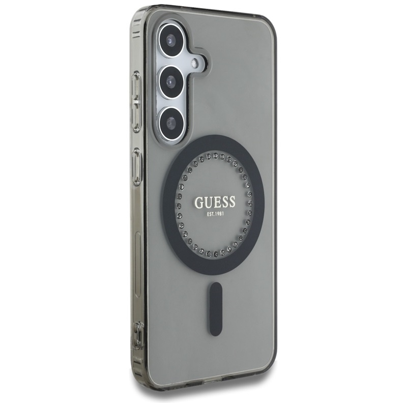 Guess Rhinestones Printed Classic Logo MagSafe - Etui do Samsung Galaxy S25 (czarny)