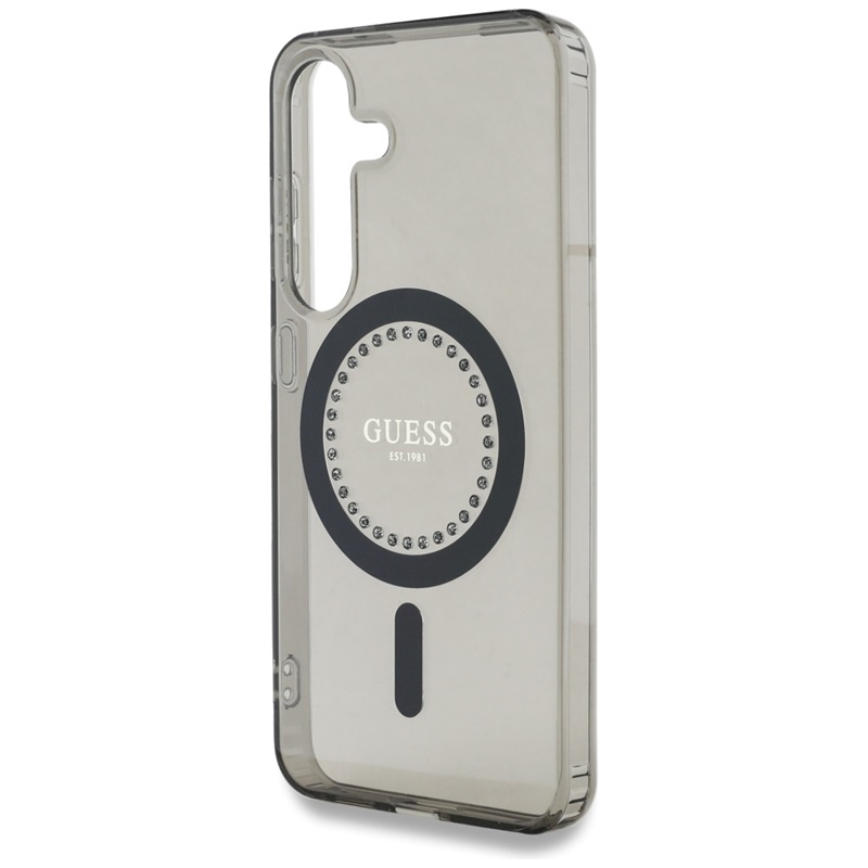 Guess Rhinestones Printed Classic Logo MagSafe - Etui do Samsung Galaxy S25 (czarny)