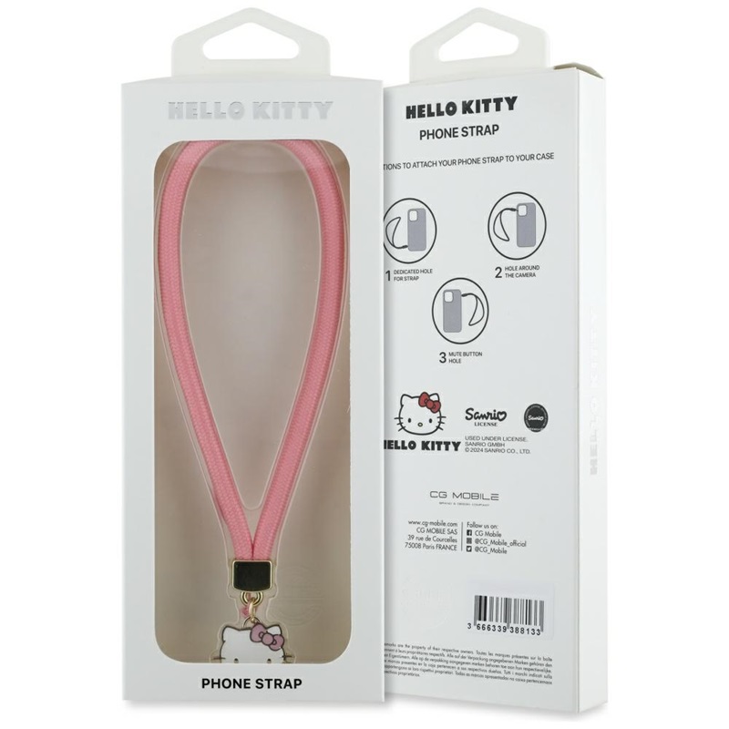 Hello Kitty Nylon Cord Kitty Head - Zawieszka do telefonu (różowy)