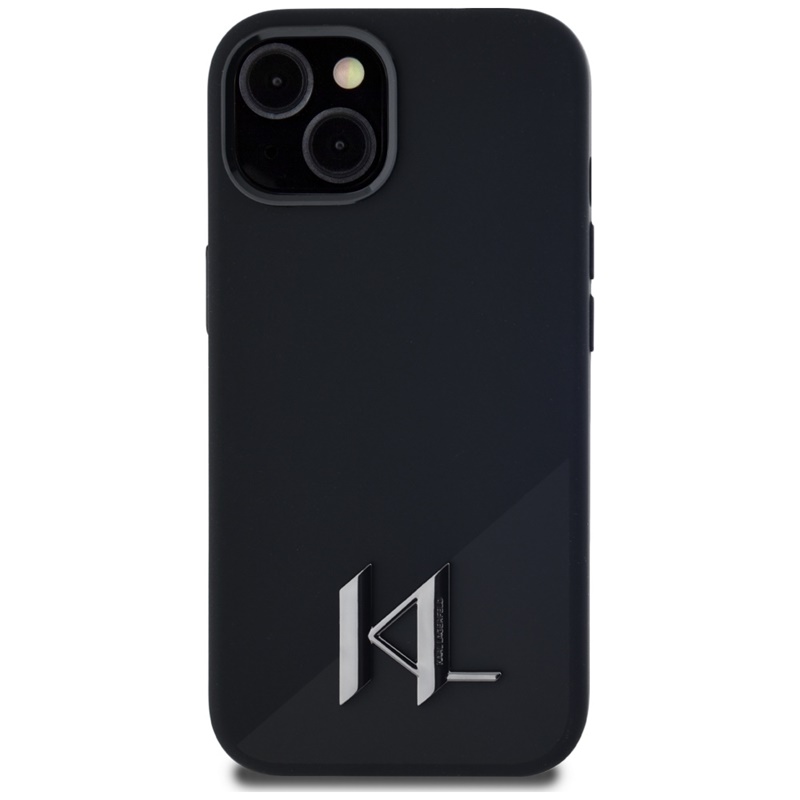 Karl Lagerfeld Silicone Shadow Metal Initial MagSafe - Etui do iPhone 15 (czarny)