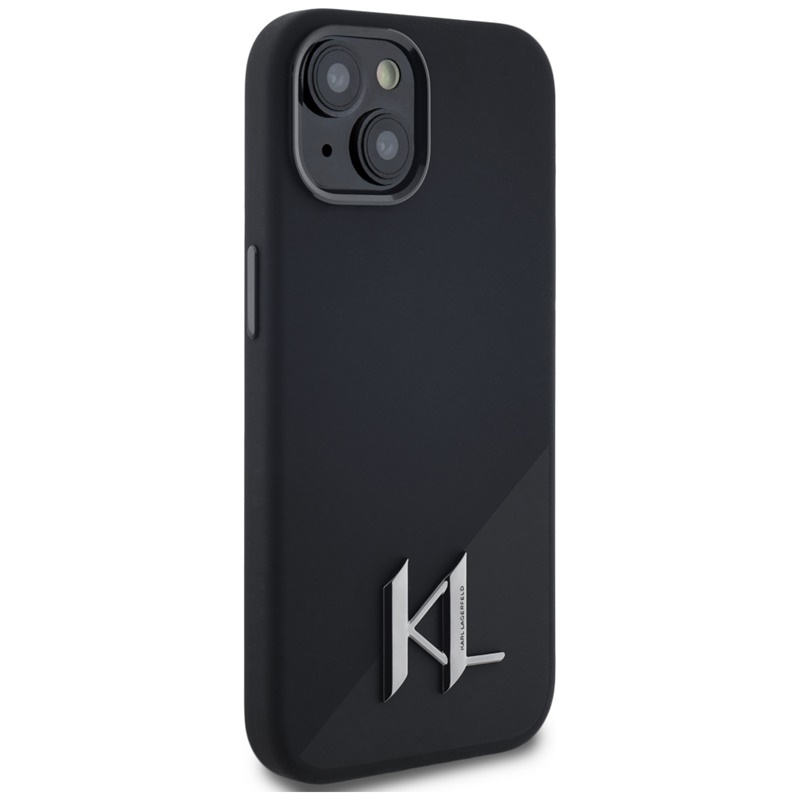 Karl Lagerfeld Silicone Shadow Metal Initial MagSafe - Etui do iPhone 15 (czarny)