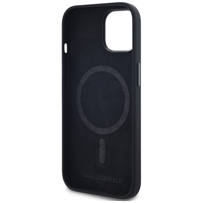 Karl Lagerfeld Silicone Shadow Metal Initial MagSafe - Etui do iPhone 15 (czarny)