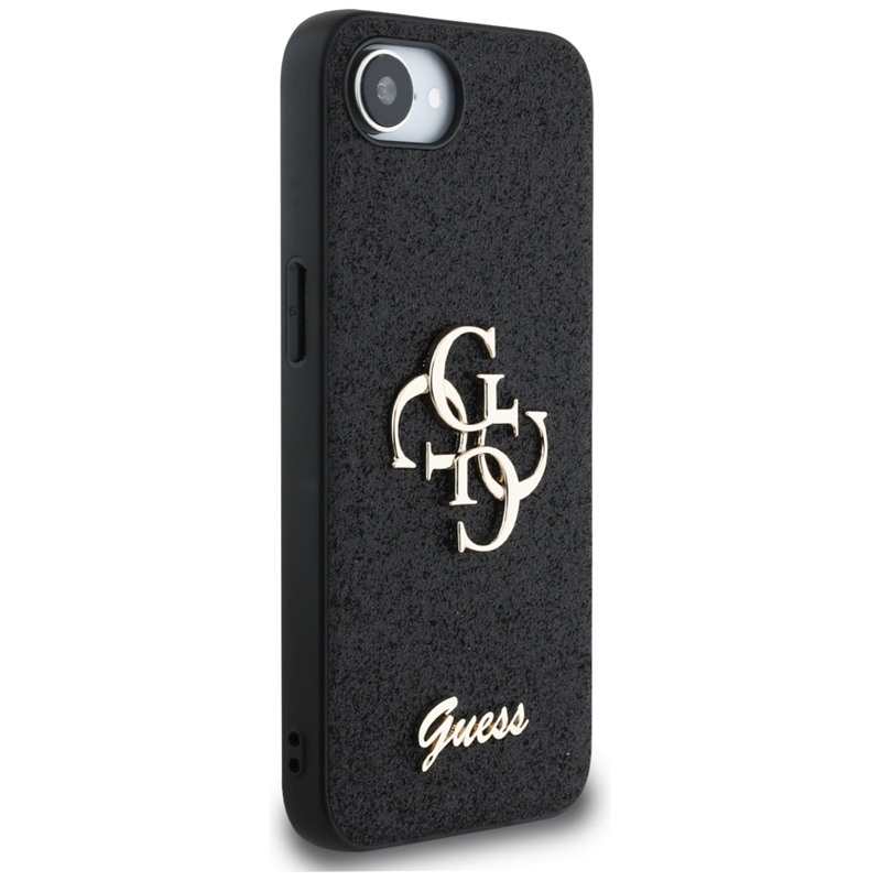 Guess Fixed Glitter Big 4G - Etui do iPhone 16e (czarny)