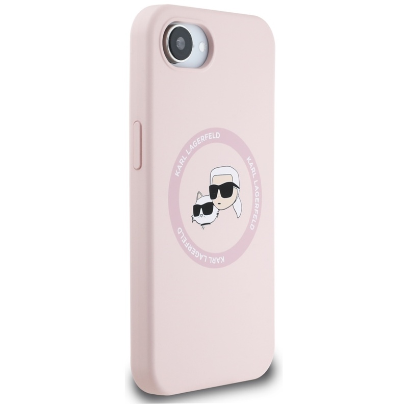 Karl Lagerfeld Silicone Karl & Choupette Heads MagSafe - Etui do iPhone 16e (różowy)