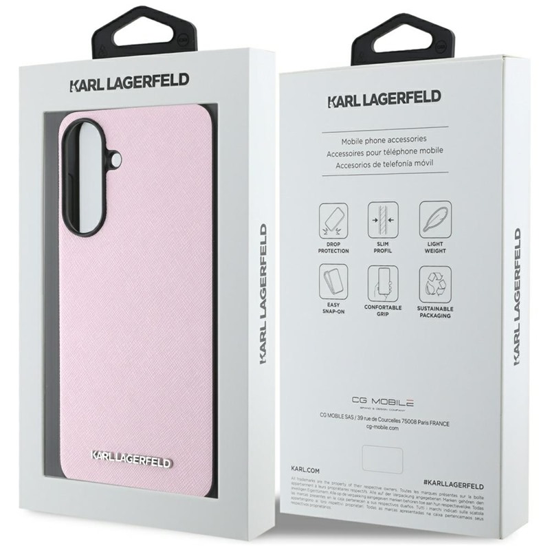 Karl Lagerfeld Saffiano Metal Logo - Etui do Samsung Galaxy A56 5G (różowy)