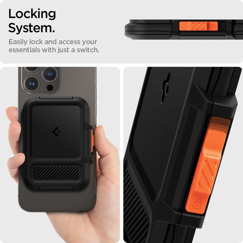 Spigen Lock Fit MagSafe - Portfel magnetyczny (Black)