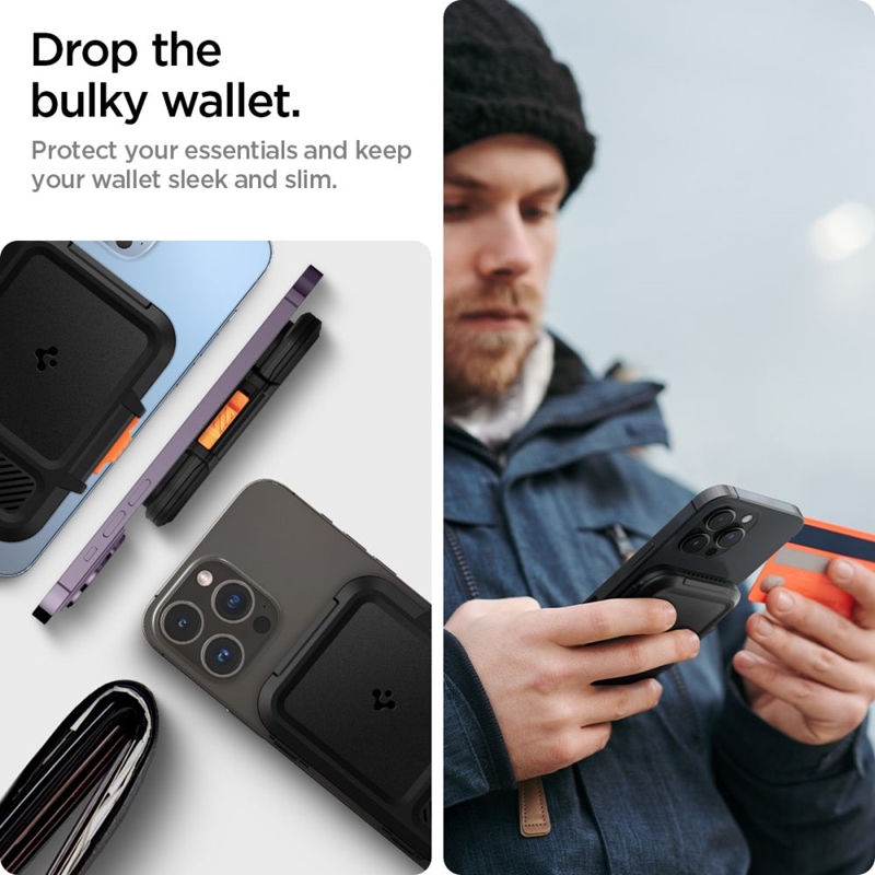 Spigen Lock Fit MagSafe - Portfel magnetyczny (Black)
