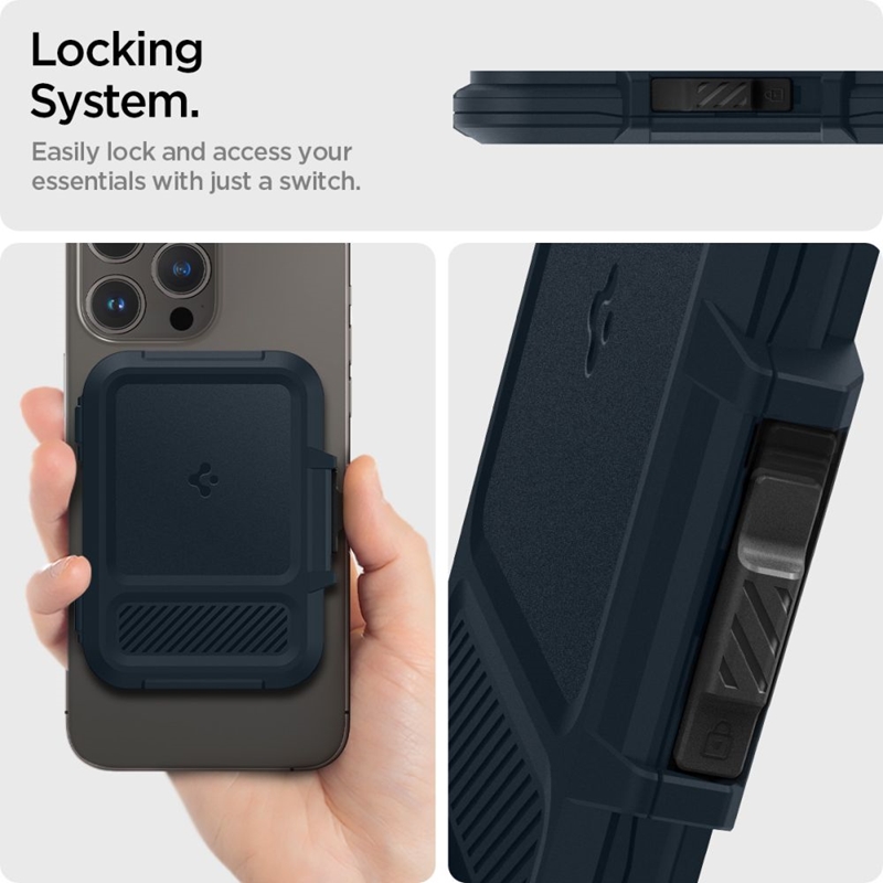 Spigen Lock Fit MagSafe - Portfel magnetyczny (Metal Slate)