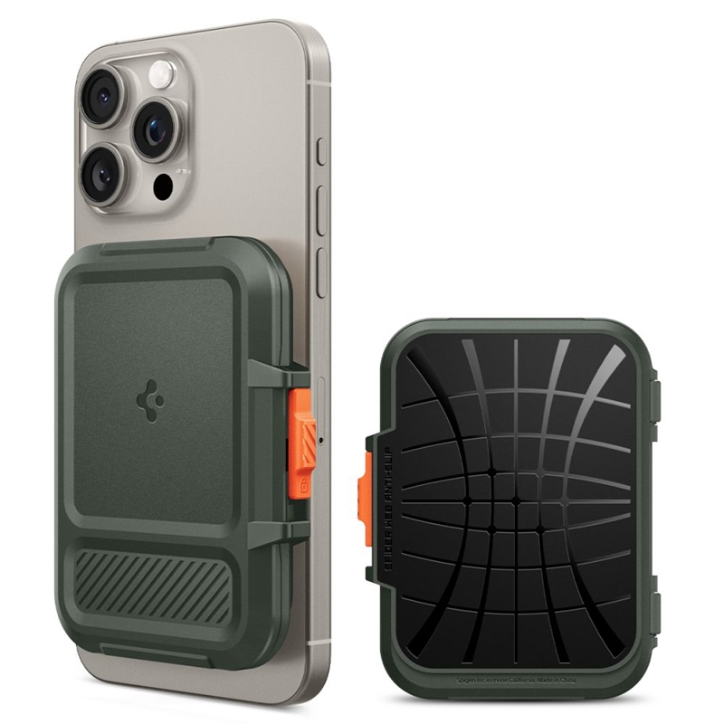 Spigen Lock Fit MagSafe - Portfel magnetyczny (Military Green)