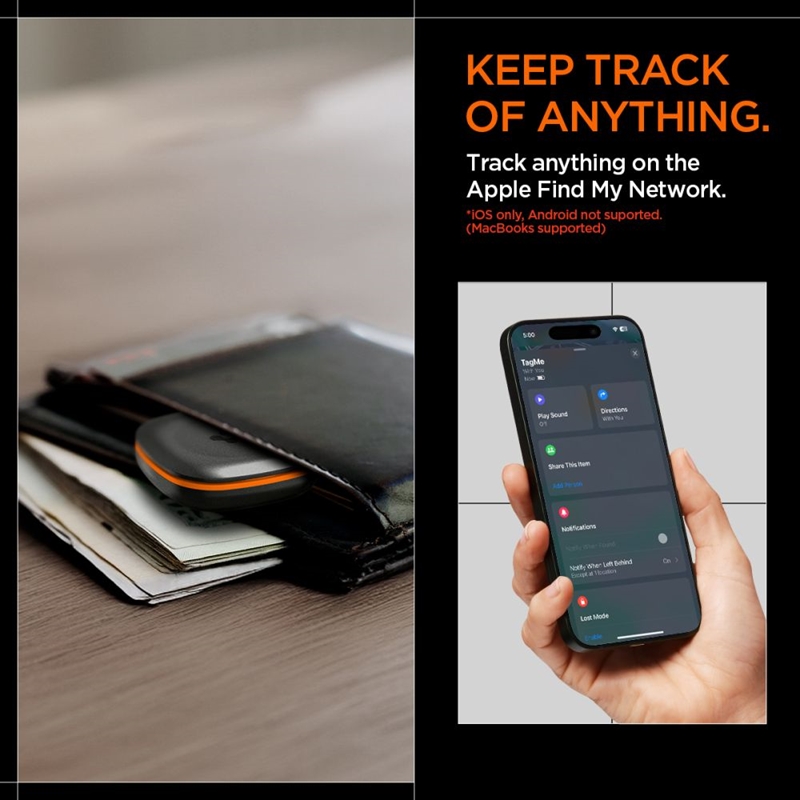 Spigen TagMe Bluetooth Tracker - Lokalizator do kluczy, plecaka, torby Apple Find My (Czarny)