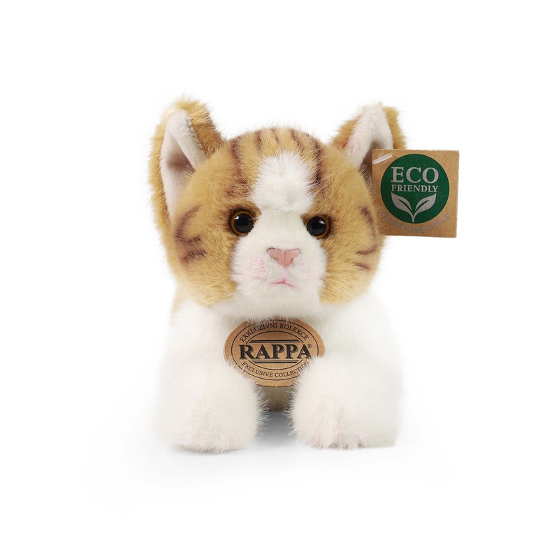 Rappa - Pluszowa realistyczna maskotka Kot brązowo-biały leżący 20 cm Eco-Friendly