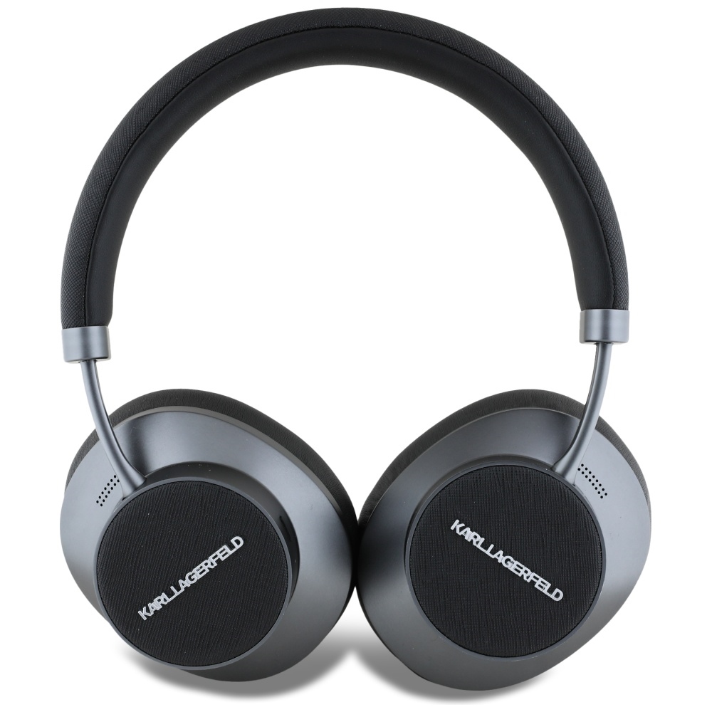 Karl Lagerfeld Saffiano Elongated - Bezprzewodowe słuchawki nauszne Bluetooth ANC + ENC (czarny)