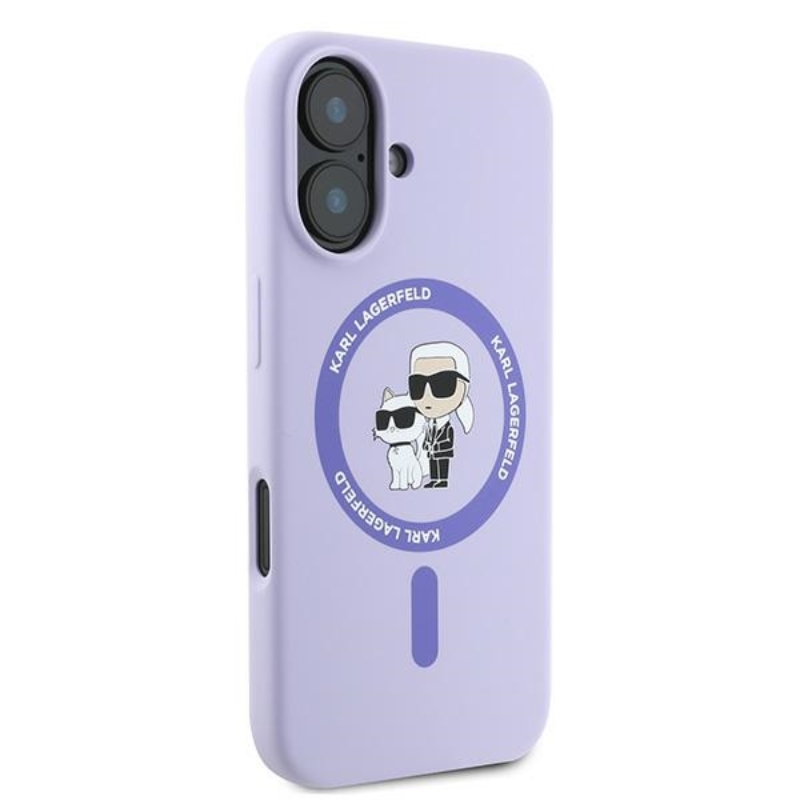 Karl Lagerfeld Silicone Karl & Choupette Ring MagSafe - Etui iPhone 16 Plus (fioletowy)