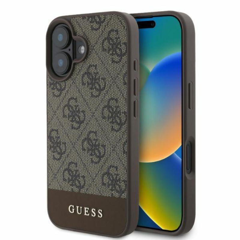 Guess 4G Bottom Stripe - Etui iPhone 16 (brązowy)