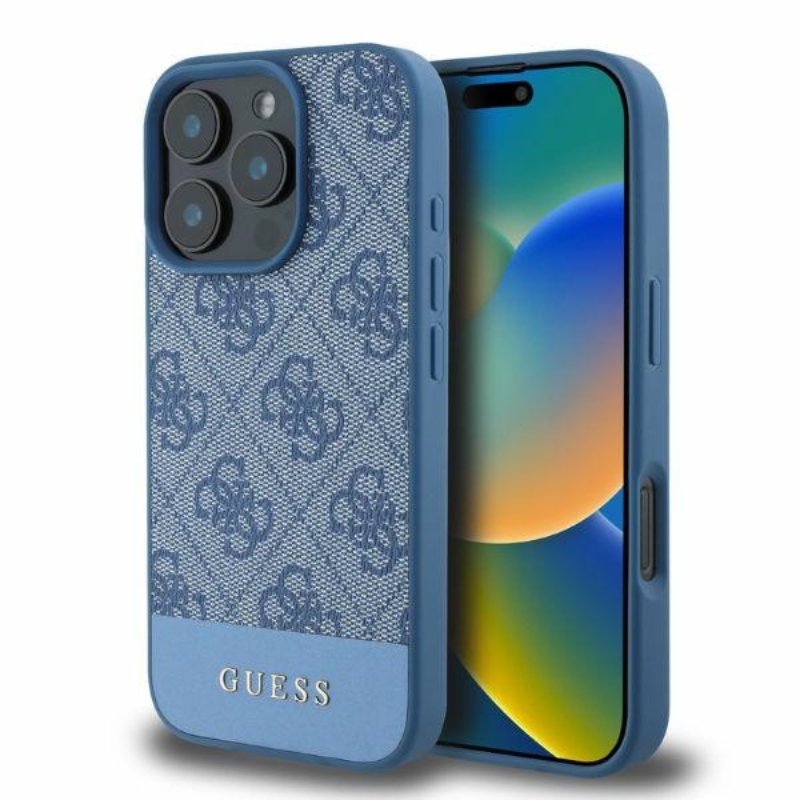 Guess 4G Bottom Stripe - Etui iPhone 16 Pro Max (niebieski)