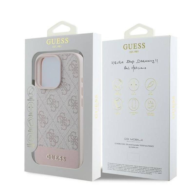 Guess 4G Bottom Stripe - Etui iPhone 16 Pro Max (różowy)