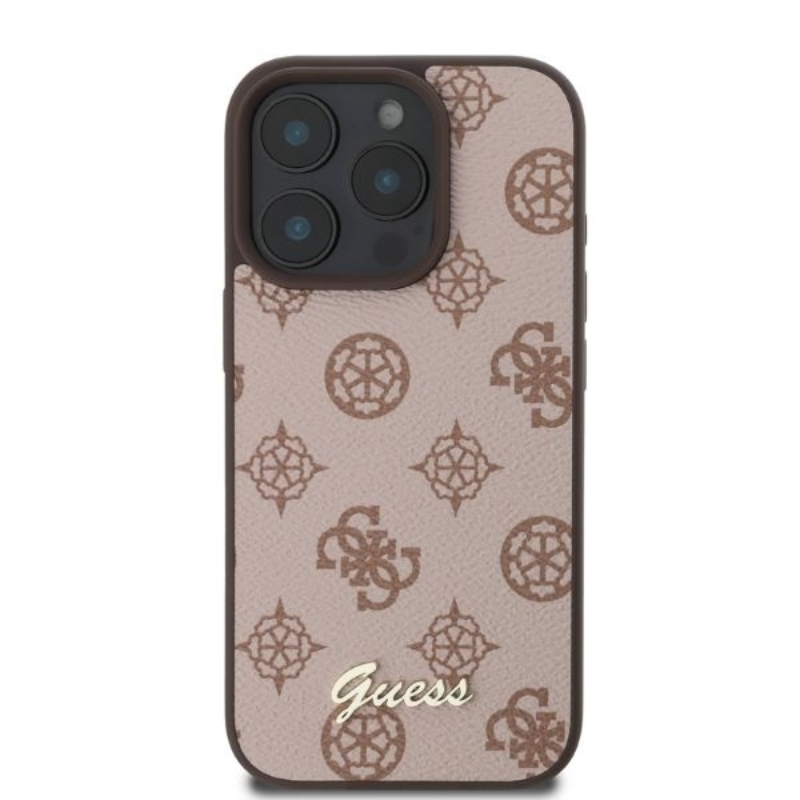 Guess Peony Script MagSafe - Etui iPhone 16 Pro (brązowy)