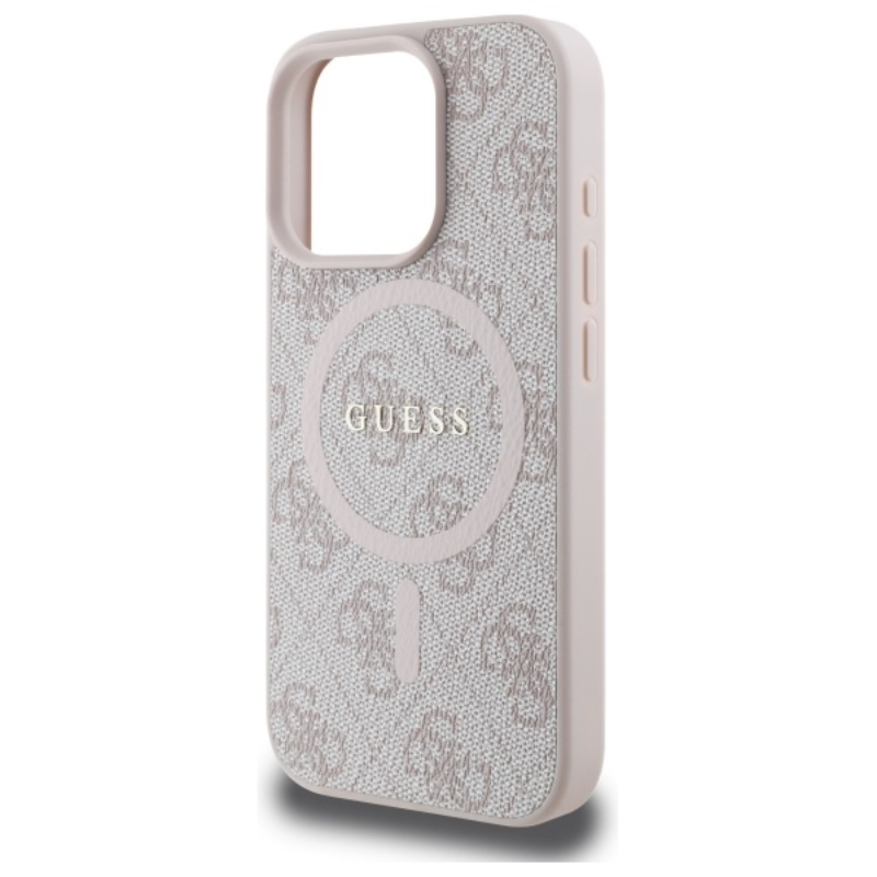 Guess 4G Ring Classic Logo MagSafe - Etui iPhone 16 Pro Max (różowy)
