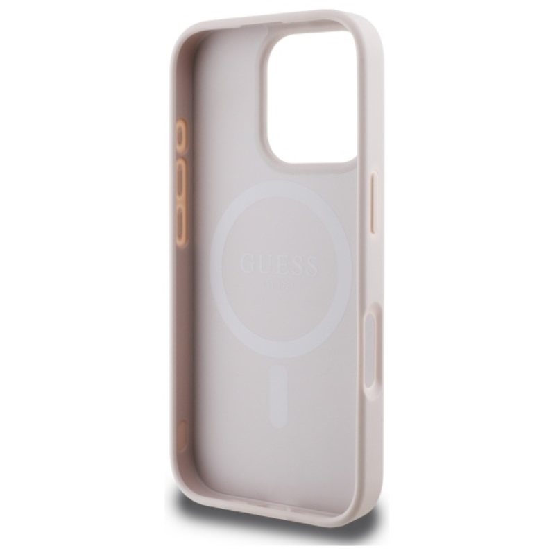 Guess 4G Ring Classic Logo MagSafe - Etui iPhone 16 Pro Max (różowy)