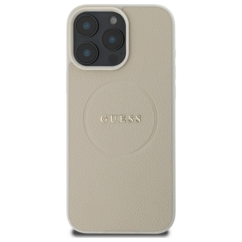Guess Grained Ring MagSafe - Etui iPhone 16 Pro Max (beżowy)