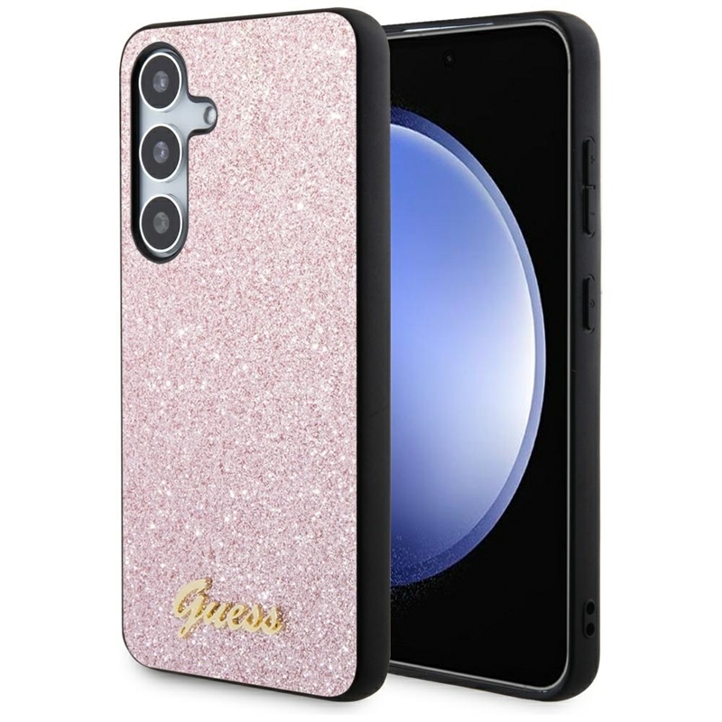 Guess Glitter Flakes Metal Logo Case - Etui Samsung Galaxy S24 (różowy)