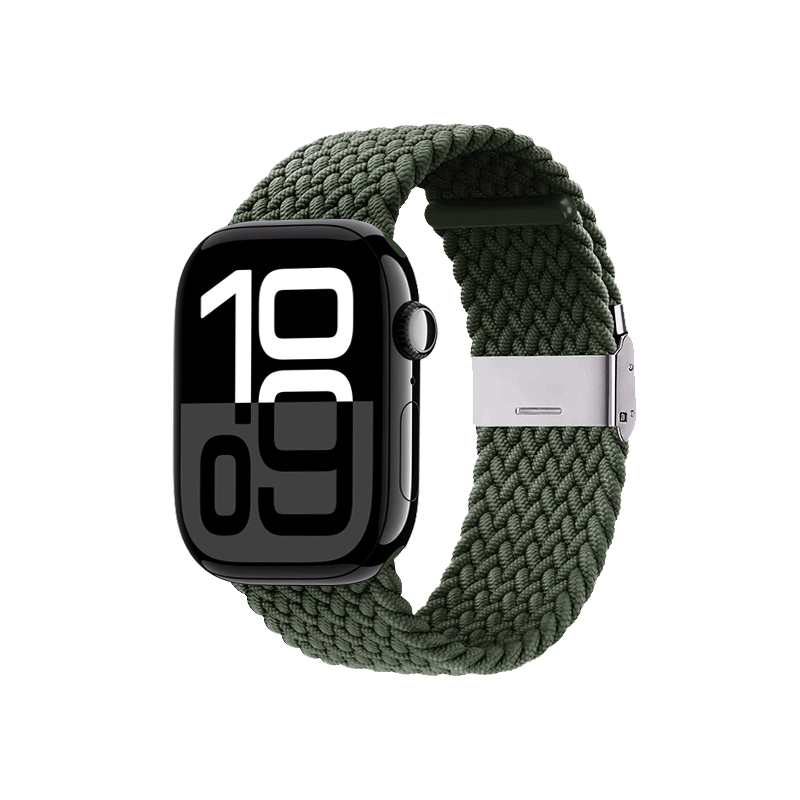 Crong Wave Band – Pleciony pasek do Apple Watch 44/45/46/49 mm (zielony)