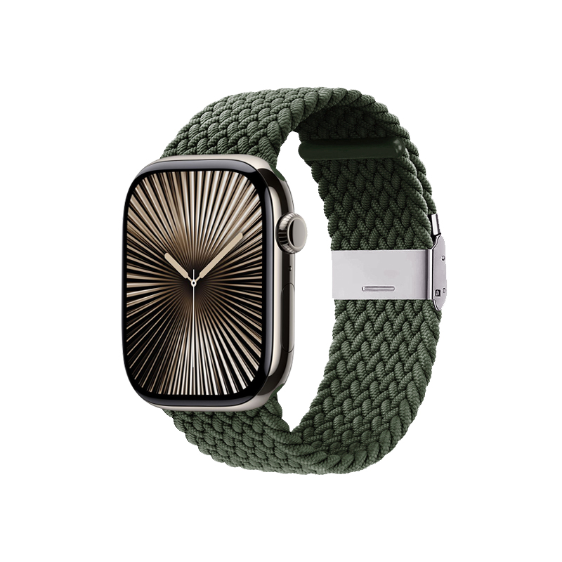 Crong Wave Band – Pleciony pasek do Apple Watch 44/45/46/49 mm (zielony)