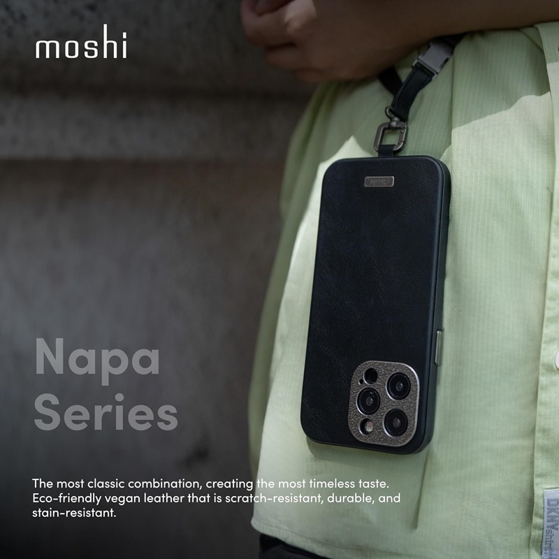 Moshi Napa MagSafe - Skórzane etui iPhone 15 Pro Max (Woodsmoke Brown)