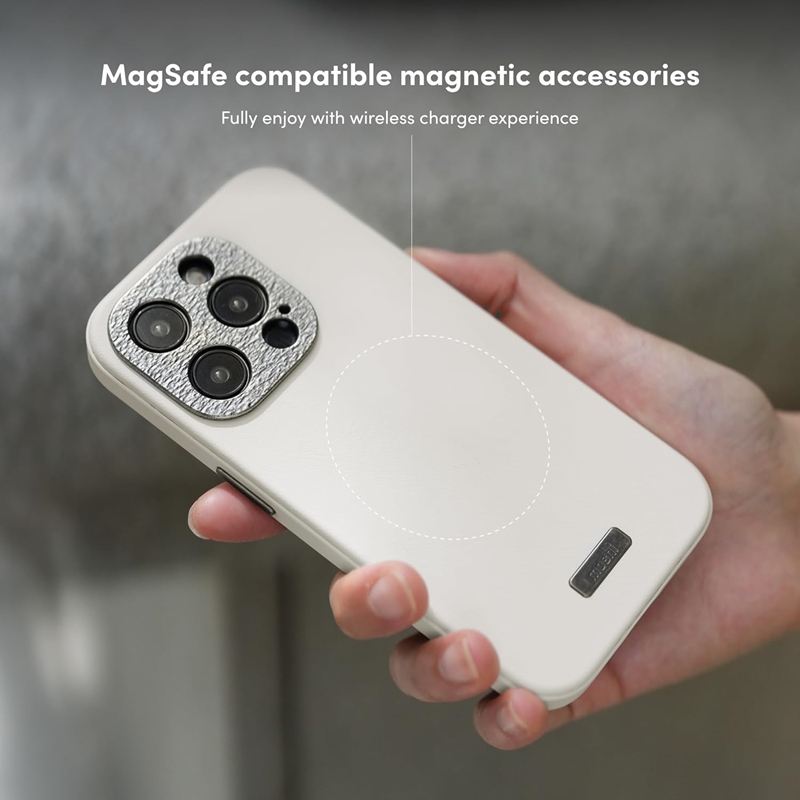 Moshi Napa MagSafe - Skórzane etui iPhone 15 Pro (Eggnog White)