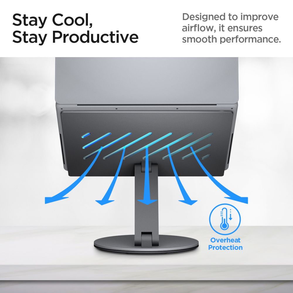 Spigen LD204H Laptop Stand Hub - Podstawka / stojak pod laptopa z Hubem 6 w 1 (Space Grey)