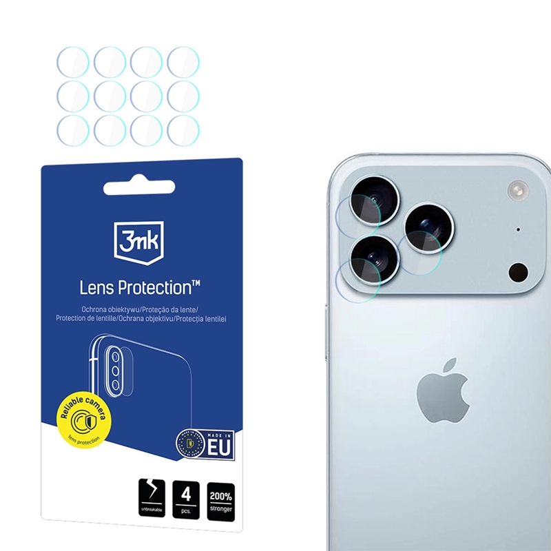 3mk Lens Protection - Szkło na obiektyw aparatu iPhone 17 Pro (4 zestawy)